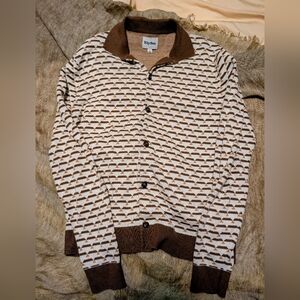 Rhythm Geometric Brown and White Knit Sweater